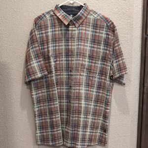 Like New. Kuhl Linen Blend Plaid Short Sleeve Shirt